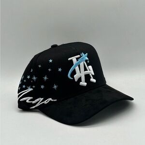 Black Baseball Cap with White and Blue Embroidery 31 Hats el mago